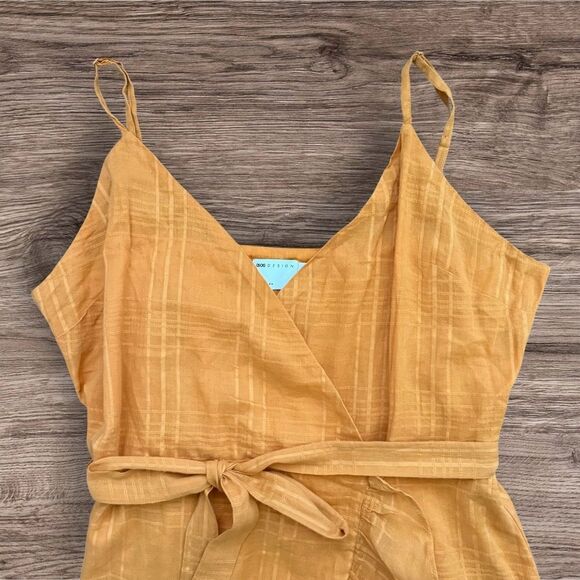 ASOS Mustard Yellow Wrap Dress with Ruffle Hem Size 14 - Picture 2 of 9